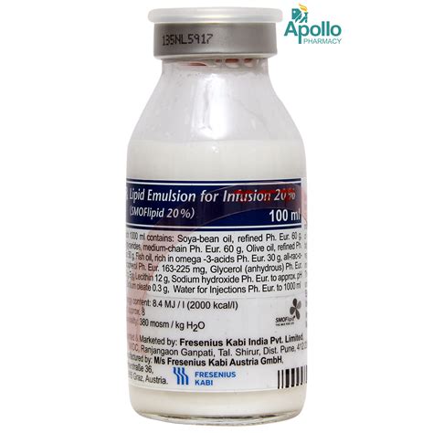 Smoflipid 20% 100ml Price, Uses, Side Effects, Composition - Apollo Pharmacy