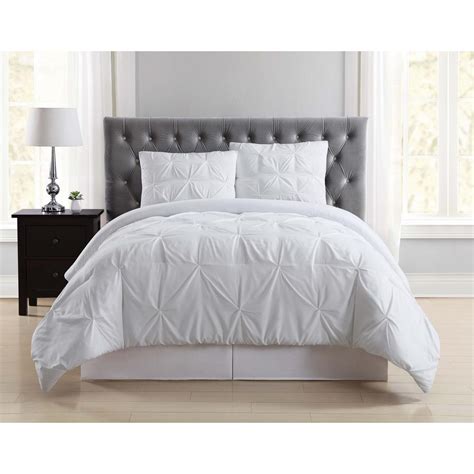 Everyday Pleated White Full/Queen Comforter Set-CS1969WTFQ-1500 - The Home Depot