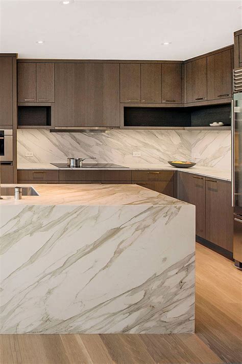 31+ ( Luxury ) Calacatta Gold Marble Backsplash & Countertop Ideas | Contemporary kitchen design ...