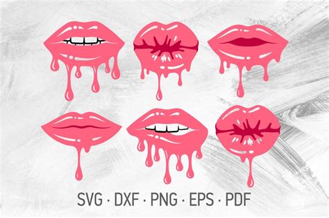 Dripping Lips SVG Bundle Cricut Cut Files Pink Lip Gloss Drip | Etsy