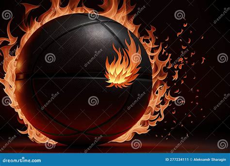 Illustration of the Basketball Ball Enveloped in Fire Flames on Black ...