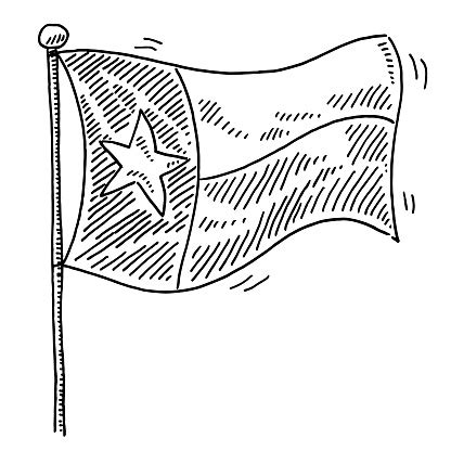 Texas Flag Drawing Stock Illustration - Download Image Now - iStock