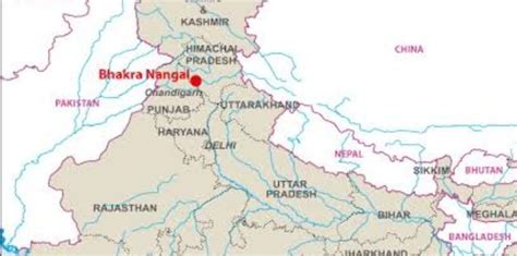 Bhakra nangal dam in india map - Brainly.in