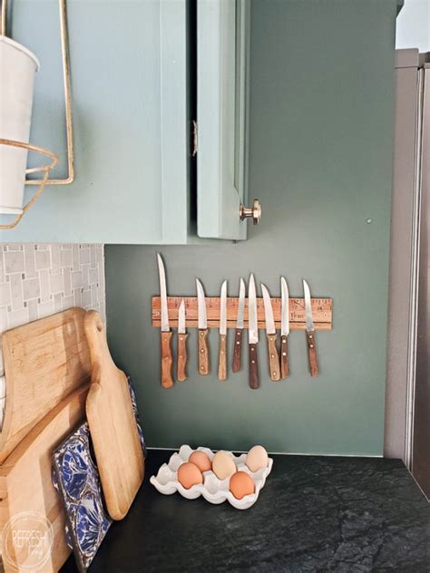 DIY Magnetic Knife Rack from a Vintage Ruler • Refresh Living