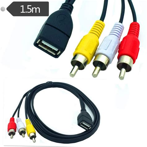 Usb A Female to 3RCA Cable usb to three lotus av line USB to AV audio ...