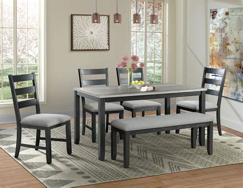 6 Chair Dining Room Set Awesome Kona Gray and Black 6 Piece Dining Room Set From Elements in ...