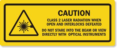 Caution Class 2 Laser Radiation Label, SKU: LB-0061