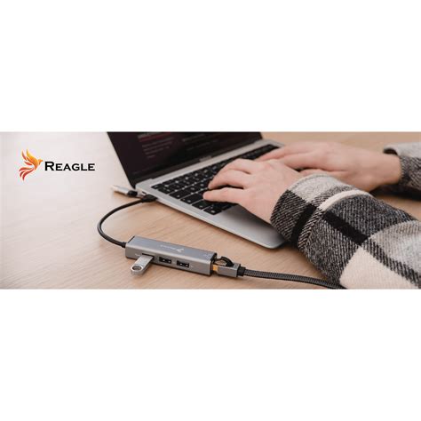 Адаптер USB C 2in1 USB A Хъб и мрежова карта USB към RJ45 + 3 x USB ...