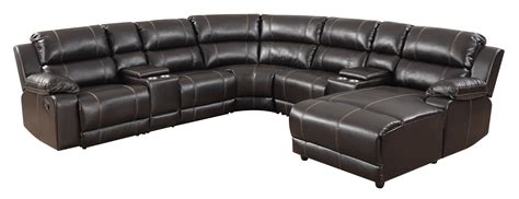 Sectional Sofa Recliner 7pc Set Bonded Leather Bronze Stitching ...