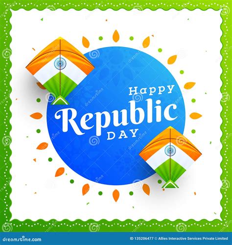 Happy Republic Day Greeting Card Design Decorated with Indian Flag. Stock Illustration ...