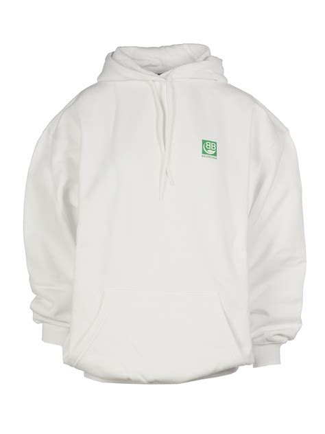 Balenciaga Green Logo Hoodie In White | ModeSens