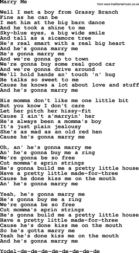 Dolly Parton song: Marry Me, lyrics