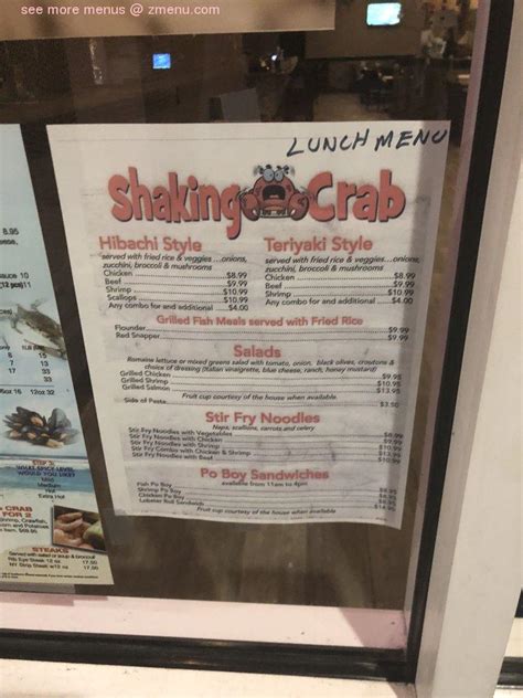 Menu at Shaking Crab pub & bar, Bonita Springs