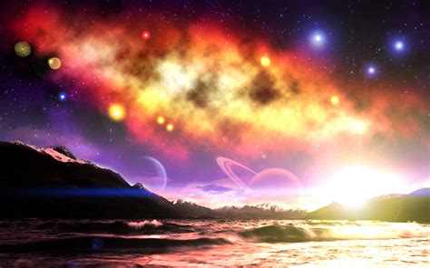 Download Sci Fi Trippy Planet Space Star Mountain Sky Fantasy Artistic ...