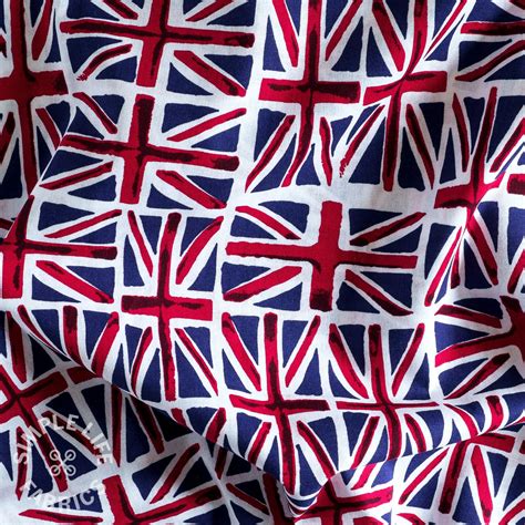 Union Jack Flag fabric, retro vintage-style, 100% cotton - per half metre