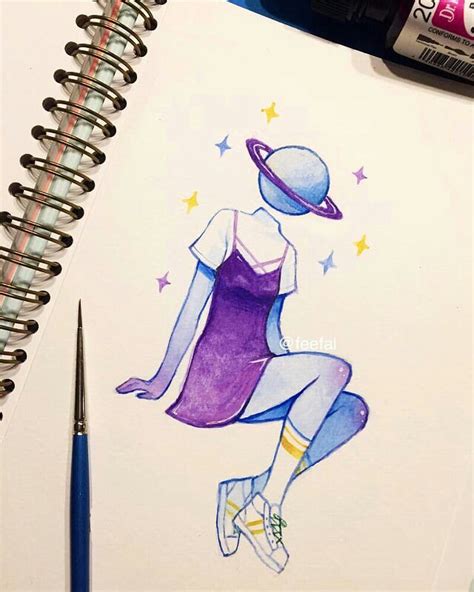 Aesthetic Cute Aesthetic Space Girl Drawing