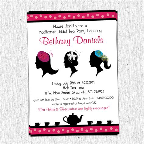 Madhatter Mad Hatter Tea Party Invitations Fascinator, Hats, Royalty, Bridal Shower, Baby Shower ...