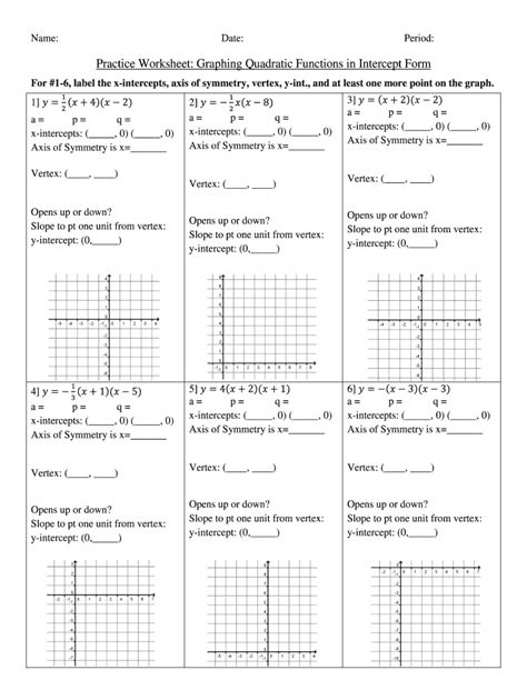 Graphing Parabolas Worksheet With Key