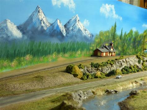 My freshly painted backdrop | Backdrops, N scale layouts, Scenery