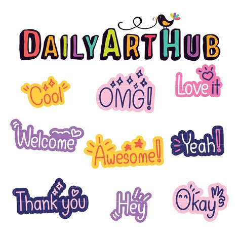 Cute Words Expression Clip Art Set – Daily Art Hub // Graphics, Alphabets & SVG