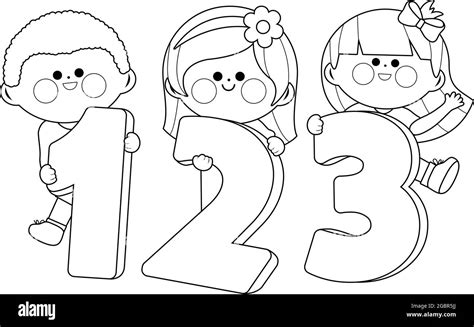 Children Studying Math Clipart Bw