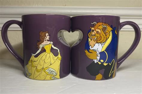 DISNEY BEAUTY AND The Beast Purple Signature Heart Ceramic Coffee Mug ...