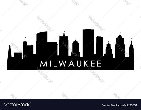 Milwaukee skyline silhouette black city Royalty Free Vector