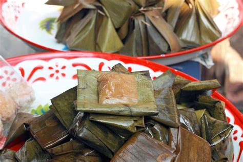 Sticky Rice Wrapped in Banana Leaves - Dessert Thailand. Stock Photo - Image of vegetable ...