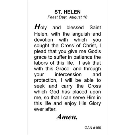 St. Helen Prayer Card | Gannon's Prayer Card Co.