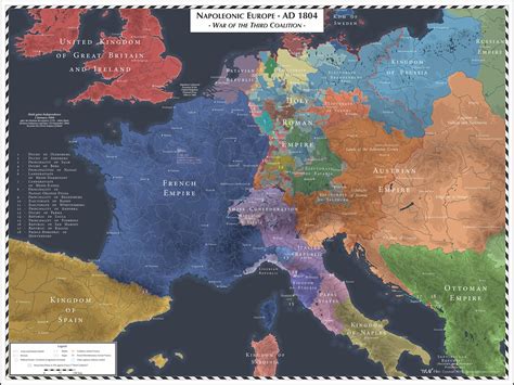 Napoleonic Europe - 1804 - Second Coalition [3958x2972] [OC] : r/MapPorn