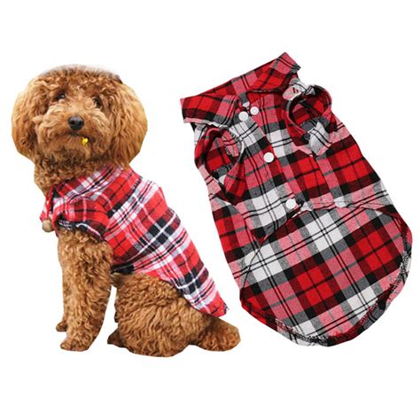 Pet Dog Clothes Soft Puppy Spring Summer Plaid Shirt Outfits Pet ...