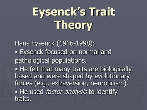 PY432: Personality Traits: Hans Eysenck