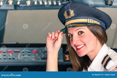 Young Female Pilot Ready For Takeoff Stock Image - Image: 36629719