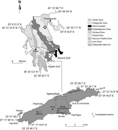 Sketch map of Hydra Island, including the location of the study... | Download Scientific Diagram