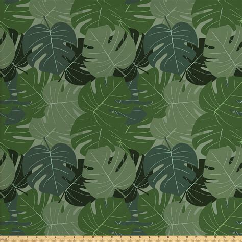 Forest Green Fabric by The Yard, Camouflage Pattern of Palm Leaves ...