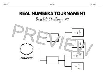 Comparing Real Numbers DIGITAL & PRINT March Madness Bracket Challenge (SOL 8.1)