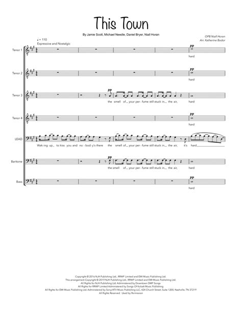 This Town (arr. Katherine Bodor) Sheet Music | Niall Horan | TTBB Choir