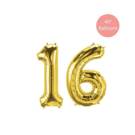 16 Gold Number Balloons | 16 balloons, Gold number balloons, Balloons