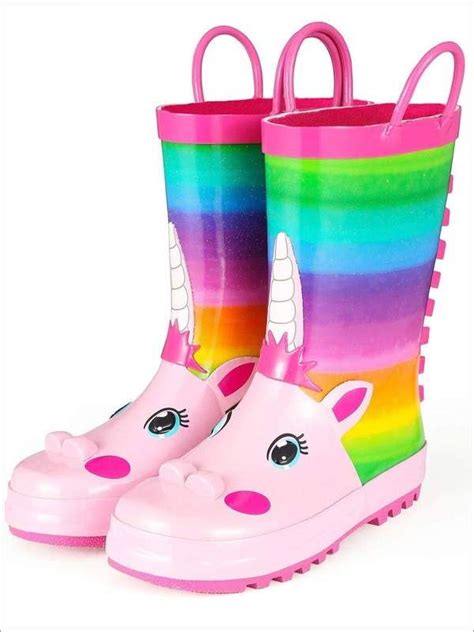 Girls Pink Rainbow Unicorn Rubber Rain Boots | Mia Belle Baby | Kids rain boots, Girls rain ...