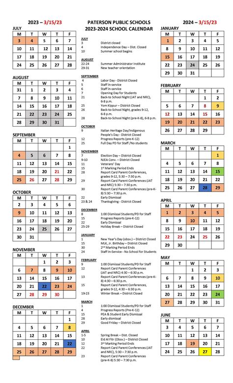 Paterson Public Schools Calendar 2024-25 - Heddi Tanhya