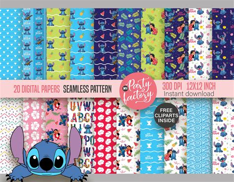 Lilo Stitch 20 Digital Paper & Free PNG Clipart Included Free - Etsy