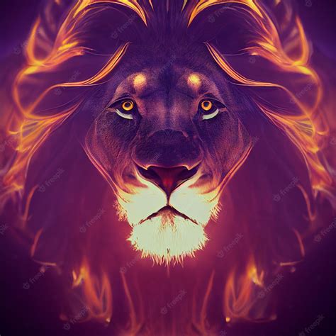 Premium Photo | Lion with mane made of fire creative illustration