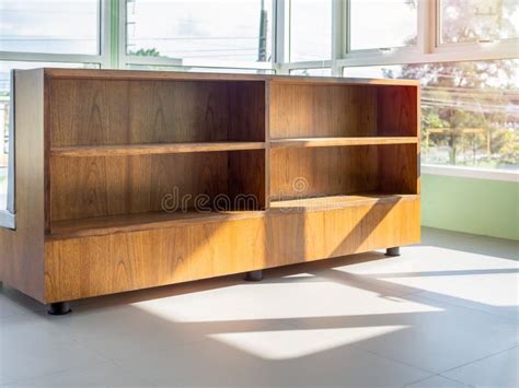 Empty wooden book shelf stock image. Image of bookshelf - 129887661