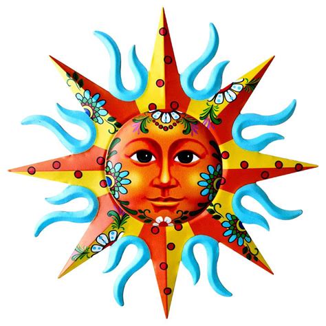 Yungwalm Metal Sun Wall Decor Colorful Sun Outdoor Wall Art Décor With Flower Patterns Large 11 ...