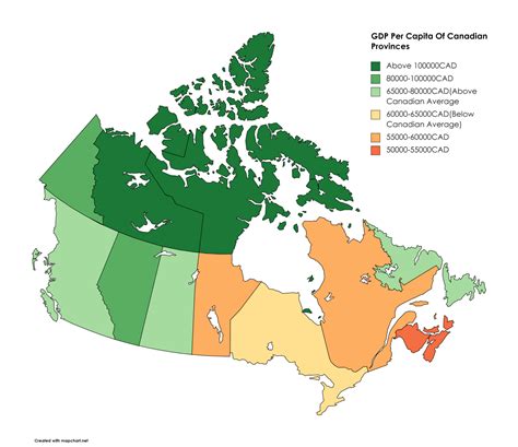 GDP Per Capita Of Canadian Provinces - Maps on the Web