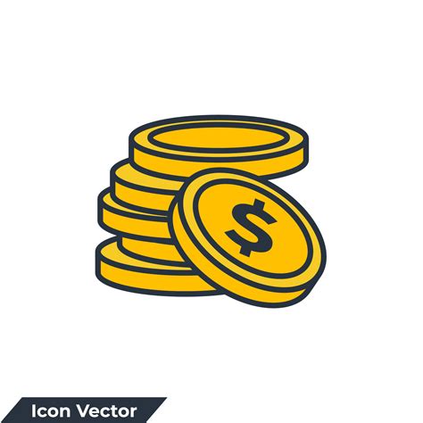 coin icon logo vector illustration. Money stacked coins symbol template ...