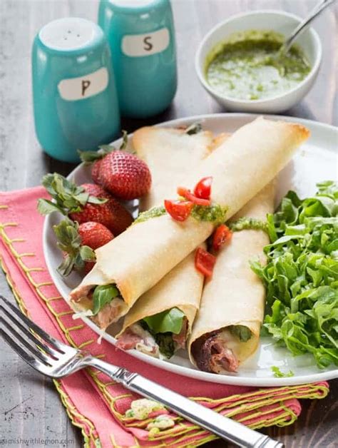 Baked Ham and Cheese Crepes - Garnish with Lemon