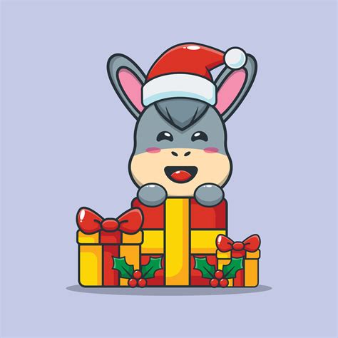 Cute donkey with christmas gift 6518797 Vector Art at Vecteezy