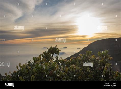 Beautiful sunrise view from top of Gede Pangrango Mountain Stock Photo - Alamy