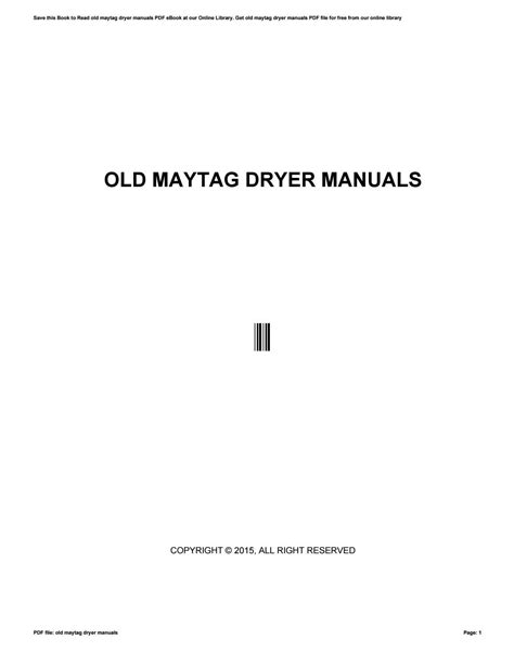 Old maytag dryer manuals by mailed1 - Issuu